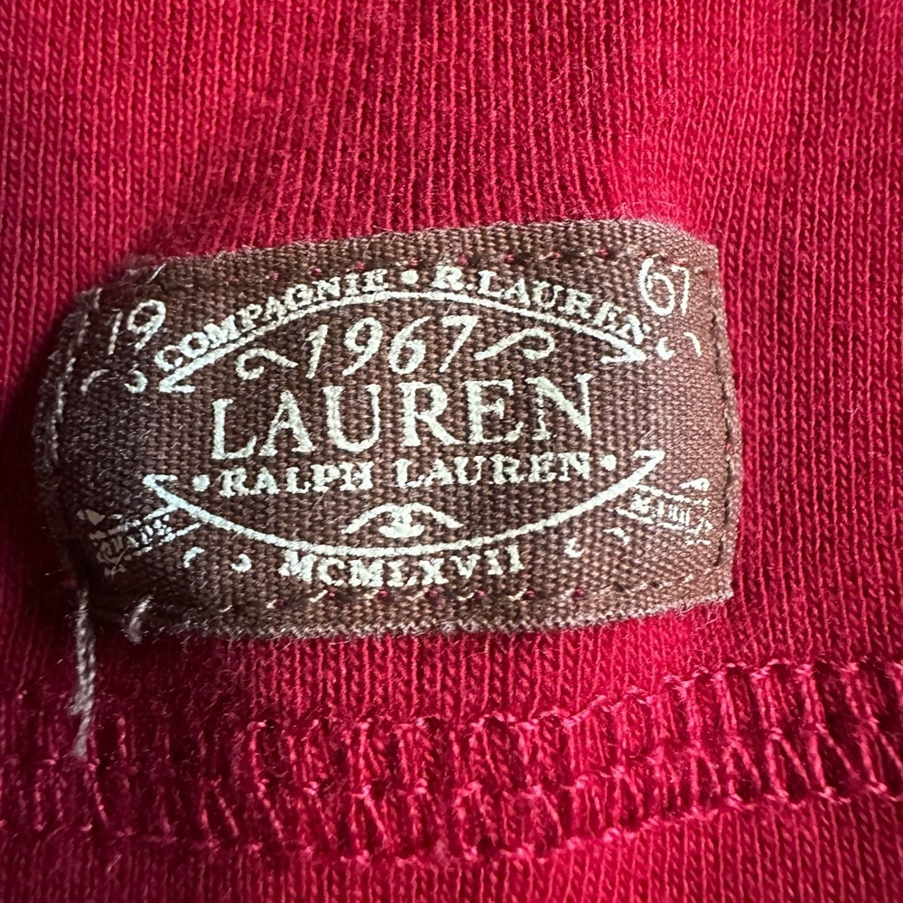 **SOLD**Lauren Ralph Lauren Red Long Sleeve Top w/ Suede Elbow Patches Women’s - Picture 5 of 6